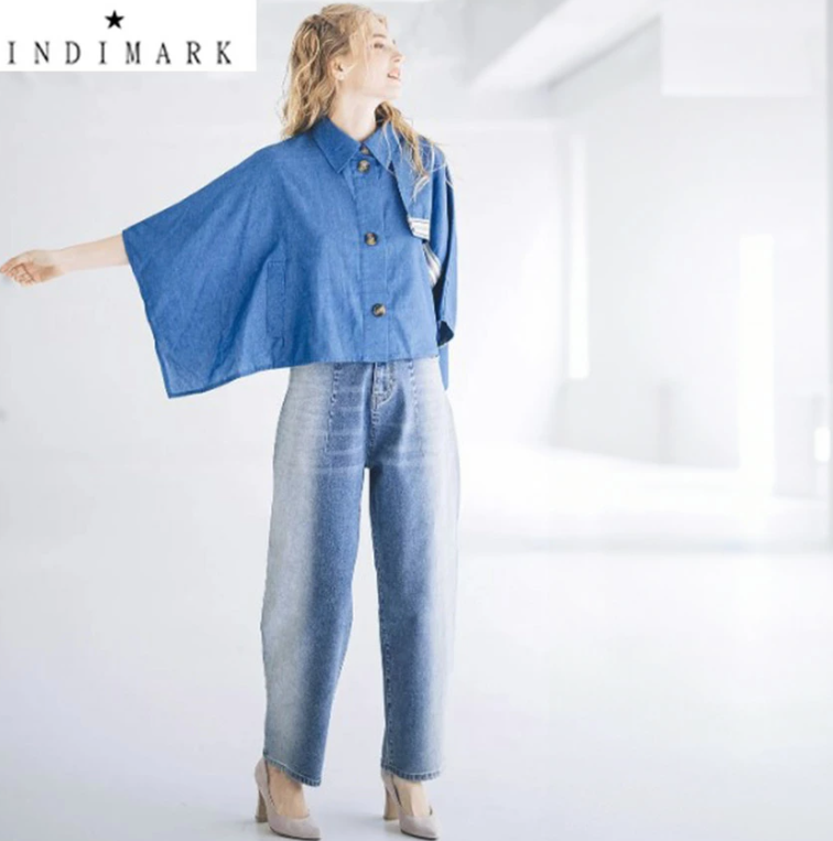 INDIMARK　ツートンコクーンデニム　M　ワイド　パンツ ONLINE SHOP限定 INDIMARK インディマーク】 ツートン コクーン デニム