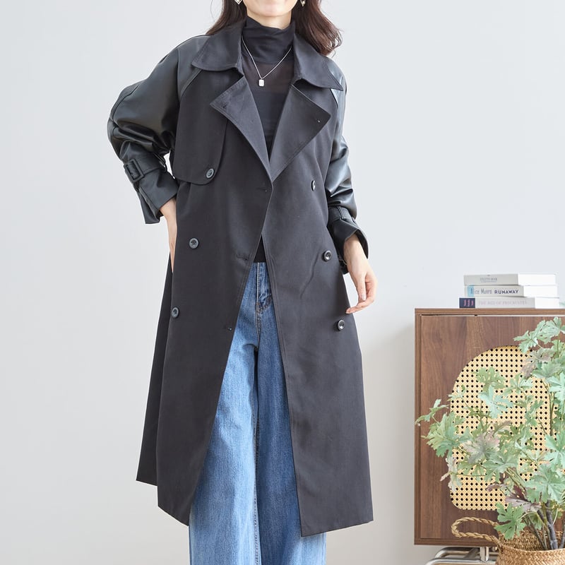 異素材切り替えトレンチコート (N22-028) | prologueikebukuro's