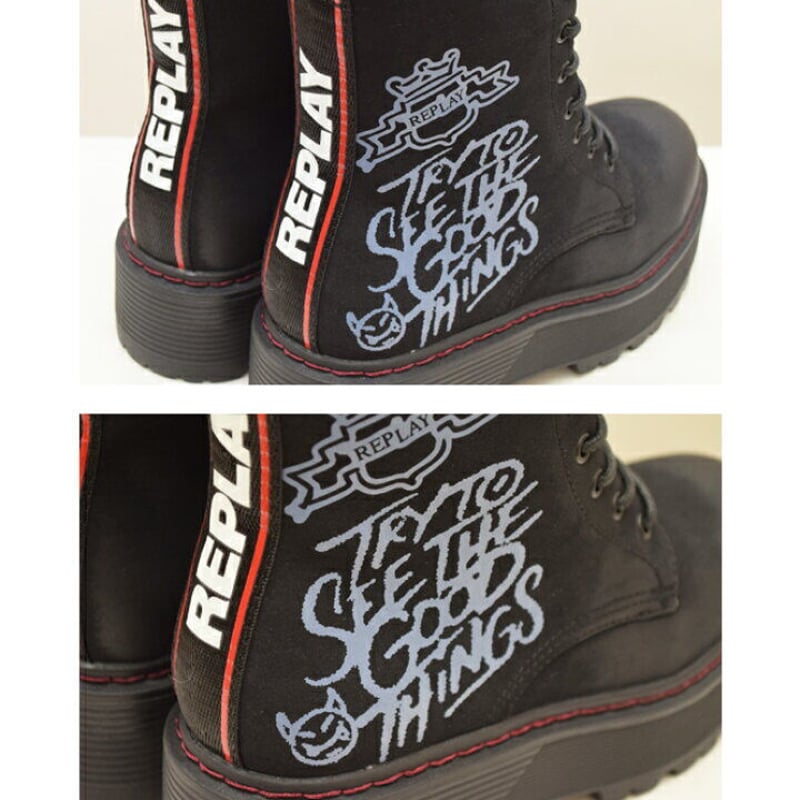 REPLAY エンジニアブーツ ライディングブーツ EUR43 リプレイ バイクブーツ メンズ ブーツ エンジニアブーツ ロング丈 ミリタリー