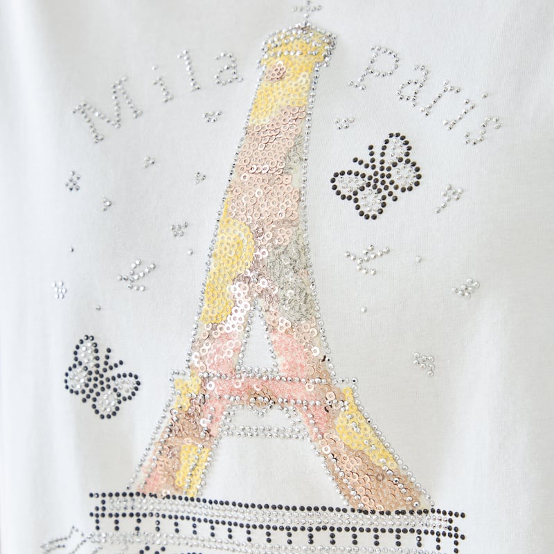 M〜L】フローラルエッフェル塔プリントTシャツ(N12-1092) | prologueik
