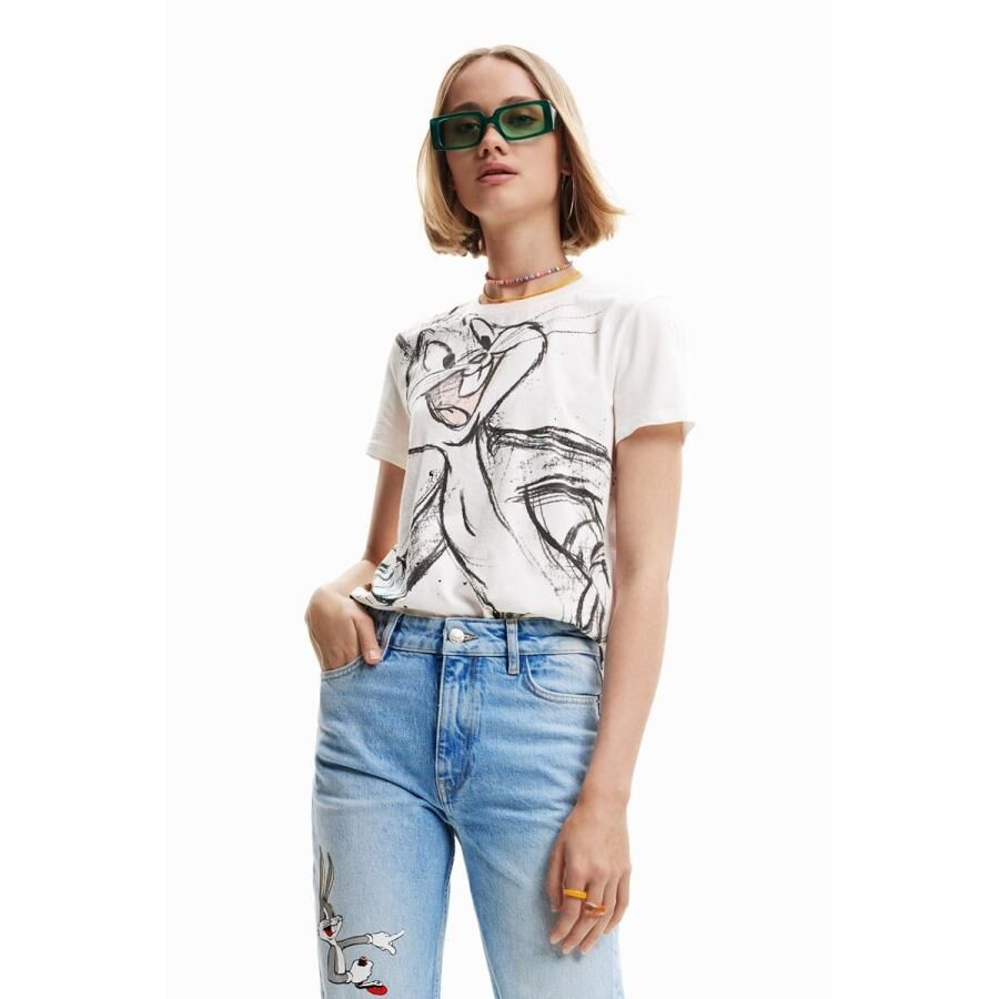 デシグアル Desigual バッグスバニー 半袖Tシャツ （ホワイト）sサイズ