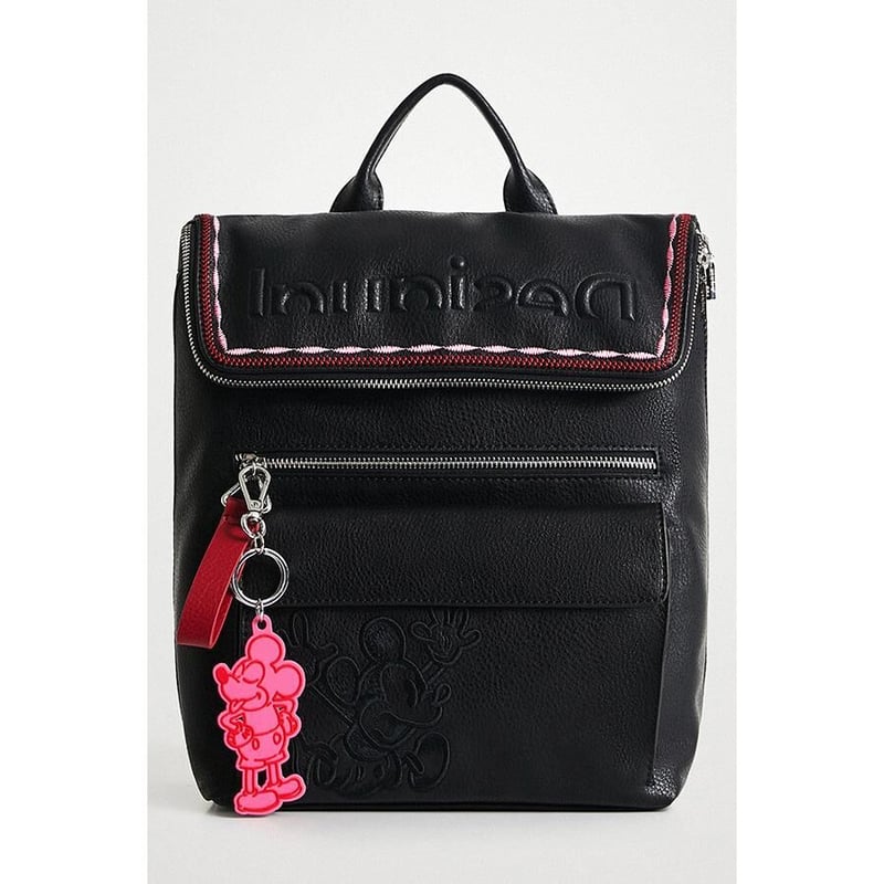 【極美品】Desigual x Disney Mickey バックパックミッキー Desigual｜ミッキーマウス刺繍ミディアムバックパック ブラック