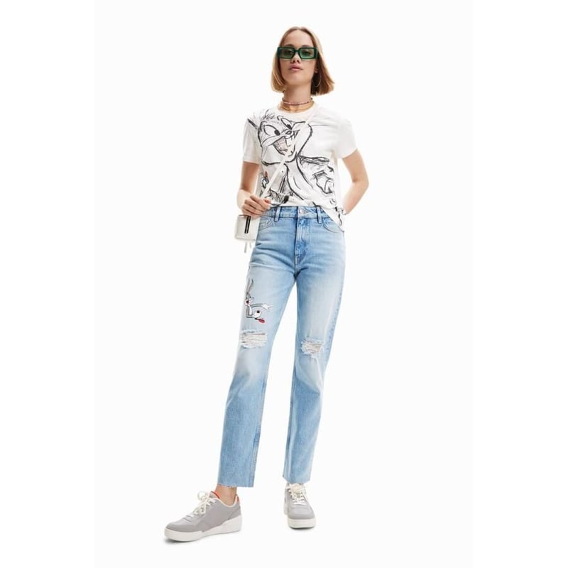 デシグアル Desigual バッグスバニー 半袖Tシャツ （ホワイト）s