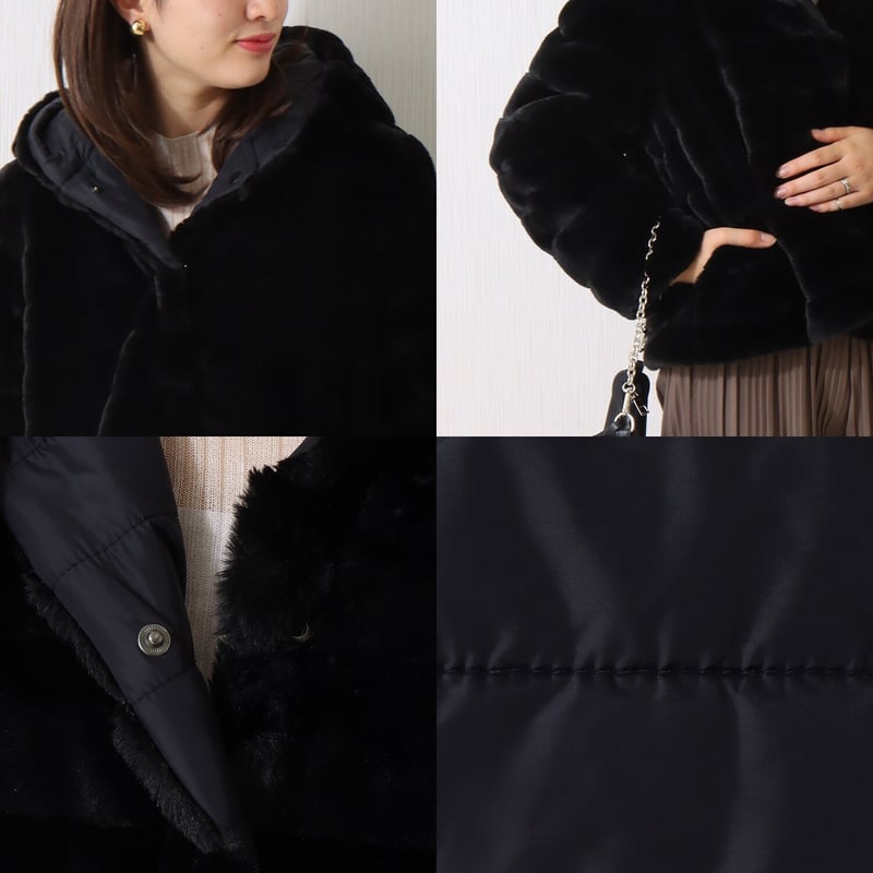 MARBLE WALTZ ボーダーファー＋キルトリバーシブルショートコート