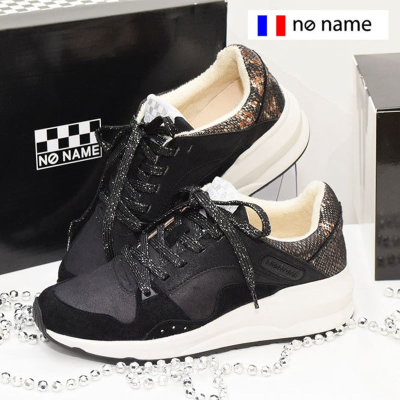 no name ノーネーム】レザー×スエードパイソンスニーカー35(22.5cm 