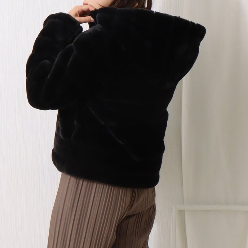 MARBLE WALTZ ボーダーファー＋キルトリバーシブルショートコート