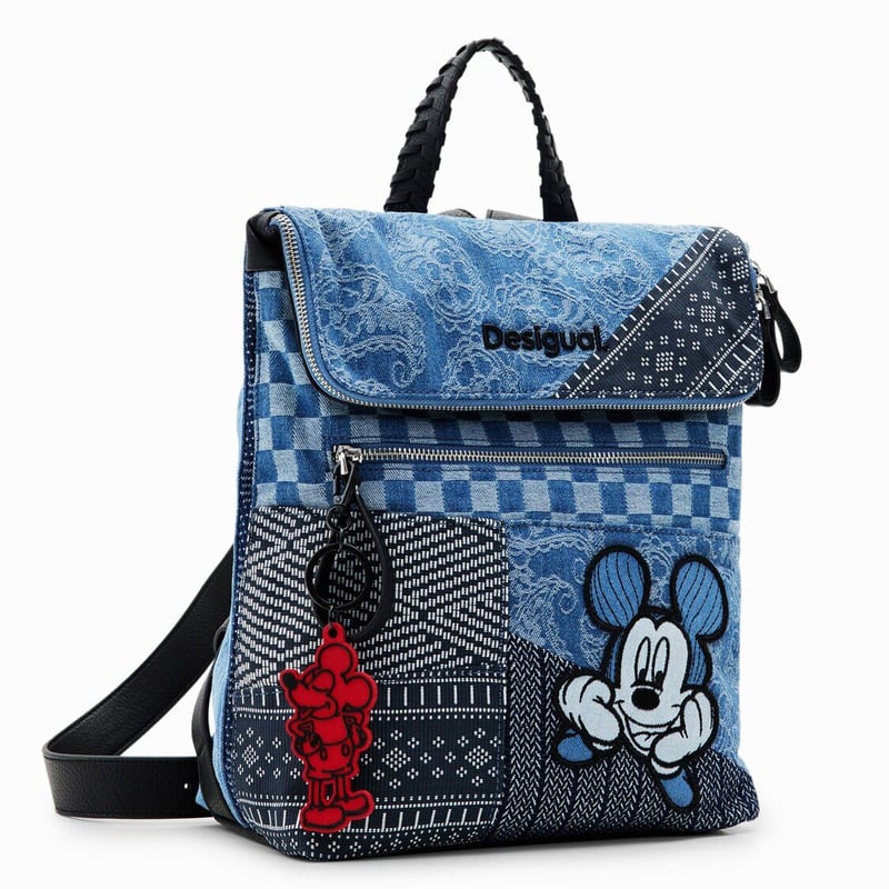 【美品】Desigual×Disney コラボ商品 デニムパッチワーク リュック 美品】Desigual×Disney コラボ商品 デニムパッチワーク リュック