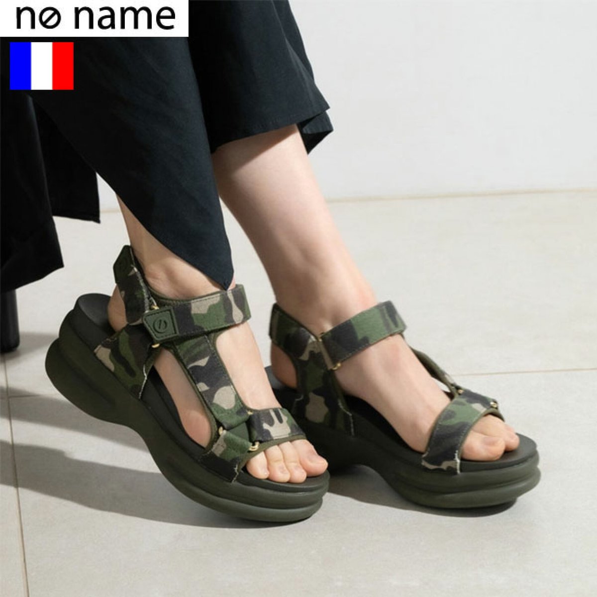 online shop限定【no name ノーネーム】軽量 厚底カモフラ柄スポーツ