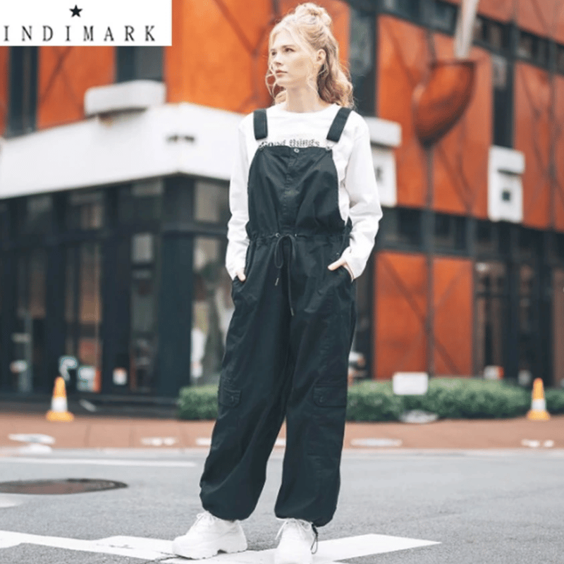 ONLINE SHOP限定【INDIMARK インディマーク】 サロペット ブラック WJ15