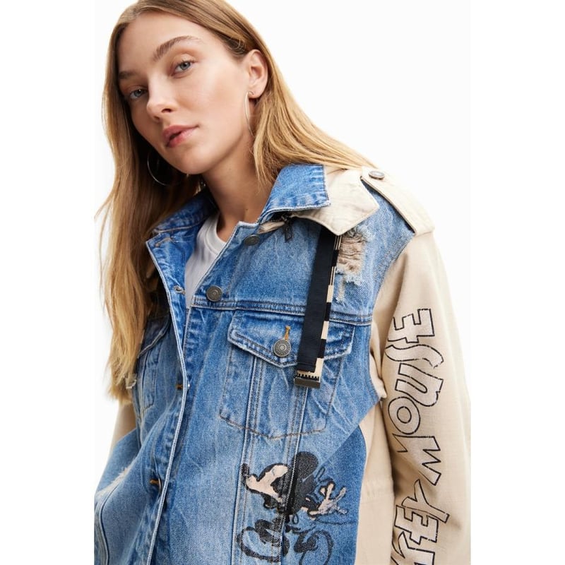 Desigual ミッキーハイブリッドジャケットキルティングフードM Desigual ミッキーハイブリッドジャケットキルティングフードM