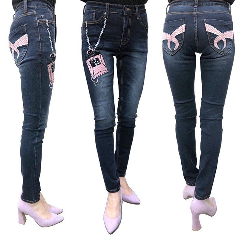 REDPEPPER レディース 香水チェーン刺繍 スキニーデニム No.rj1125 | pr