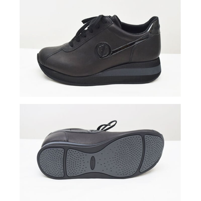 NO NAME ノーネーム スニーカー レザー ブラック ウェッジソール no name ノーネーム】 スポーティレザースニーカーY 『SPEED』5.5cm spe