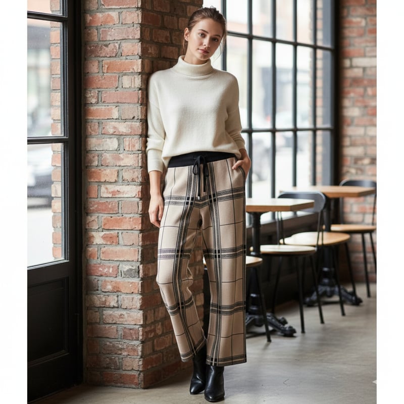 スクエアチェックニットパンツ 25105-072 | prologueikebukuro's