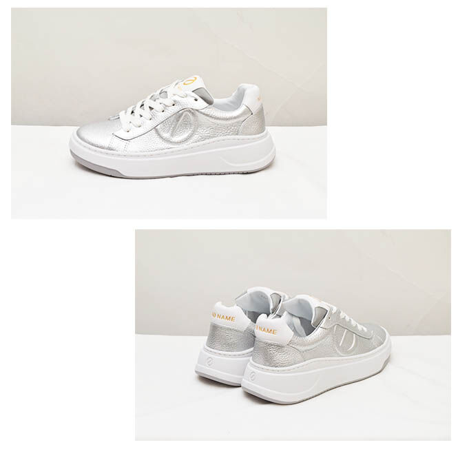 【NO NANEノーネーム】スニーカー BRIDGET 厚底 金×白 37 美品 no name ノーネーム】エンボスローカットスニーカー『BRIDGET