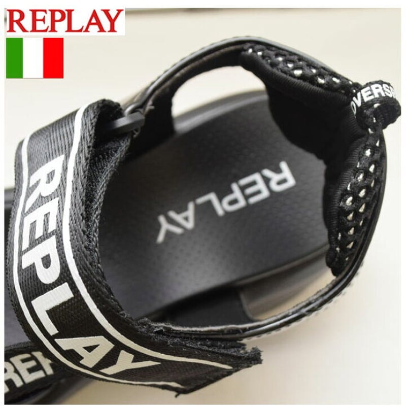 未使用✨REPLAY ブラック スポーツサンダル38 replay リプレイ】ロゴベルトスポーティサンダル【送料無料