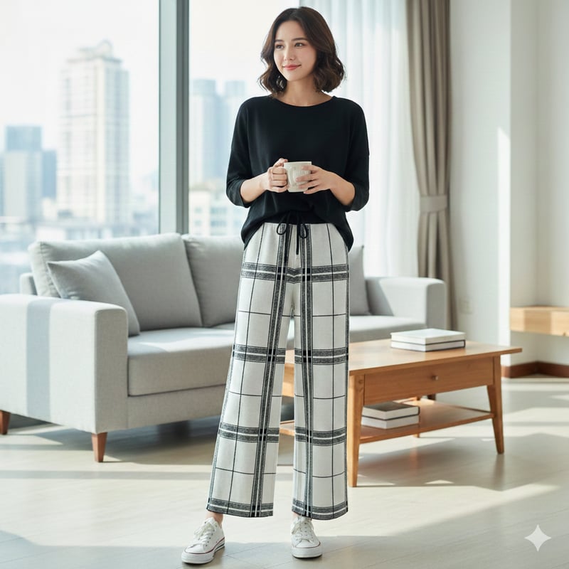 スクエアチェックニットパンツ 25105-072 | prologueikebukuro's