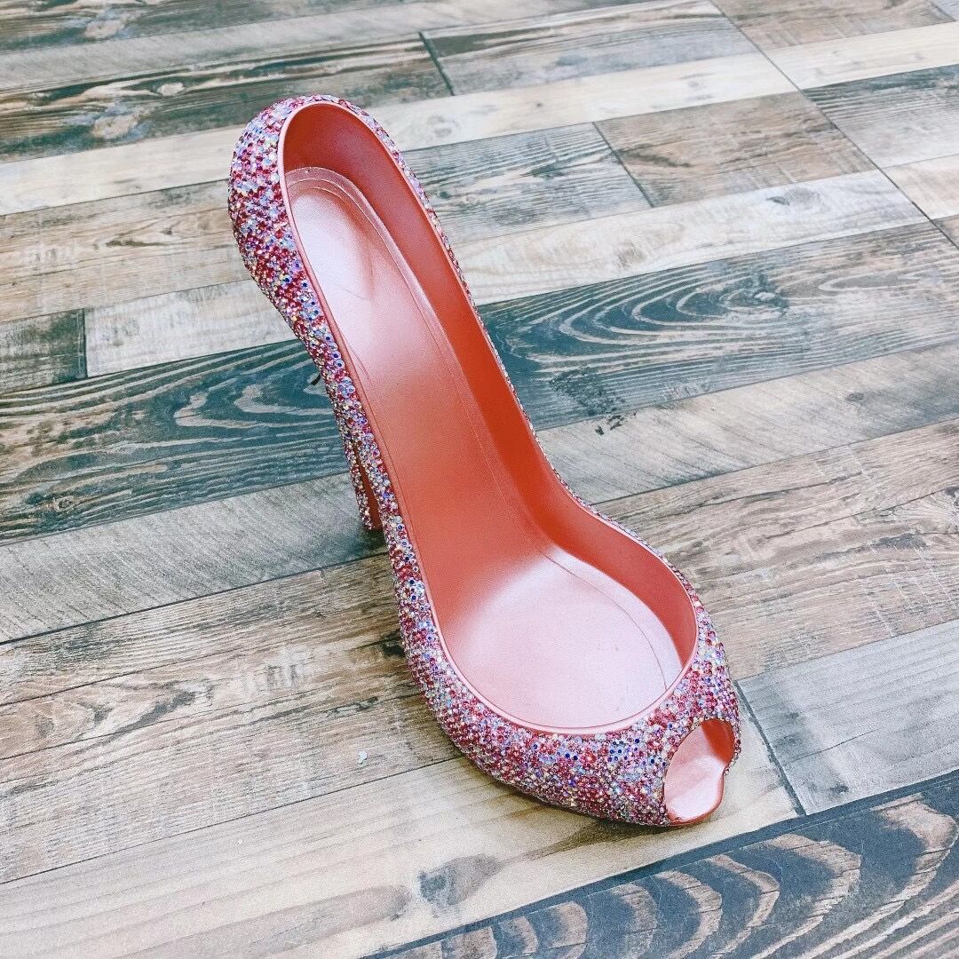 Christian Louboutin ピンク キラキラハイヒール 38cm Christian Louboutin ピンク キラキラハイヒール 38cm