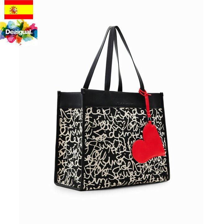 【Desigual デシグアル】ミッドサイズ 落書き風キャンバストートバッグ23waxa48【送料無料】正規品