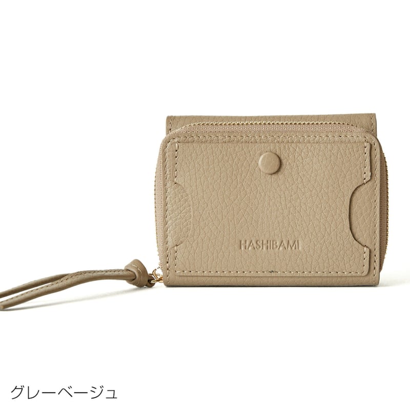 HASHIBAMI ハシバミ リアルレザー三つ折財布 ゴールド&amp;天然石 未使用 Hashibami（ハシバミ） 財布 本革 皮製品 ウォレット レディース 3