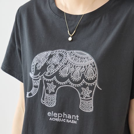 【M〜L】ラインストーンデザインTシャツ　N12-1130