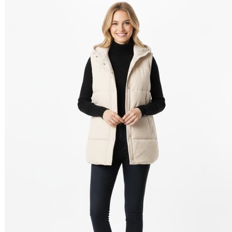  フード付きベスト ホワイト ネイビー フードベスト | STORES