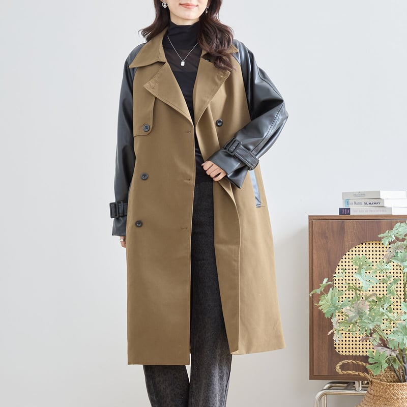 異素材切り替えトレンチコート (N22-028) | prologueikebukuro's