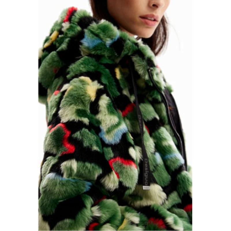 Desigual カモフラージュ柄 パーカー XL デシグアル Desigual エコファー カモジャケット 23WWEW51 | prologu