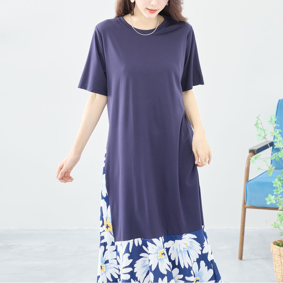 わんぴ 裾プリント切替ロングワンピース(C38-1149) | prologueikebukuro's