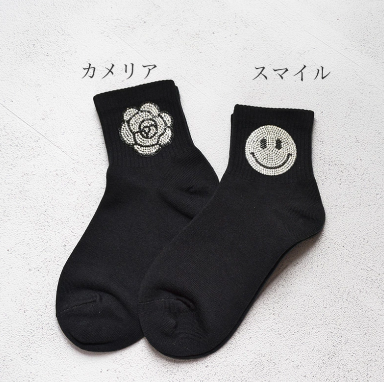 カメリアさん専用ページ ONLINE SHOP限定ラインストーン 靴下 レディース スマイル カメリア
