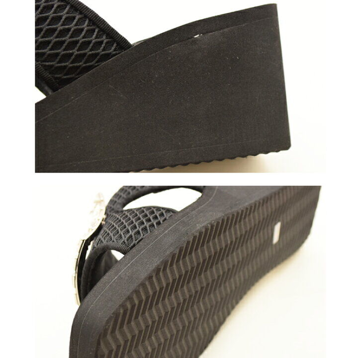 MUUM厚底キラキラバックルスクエアミュールサンダル【MUUM