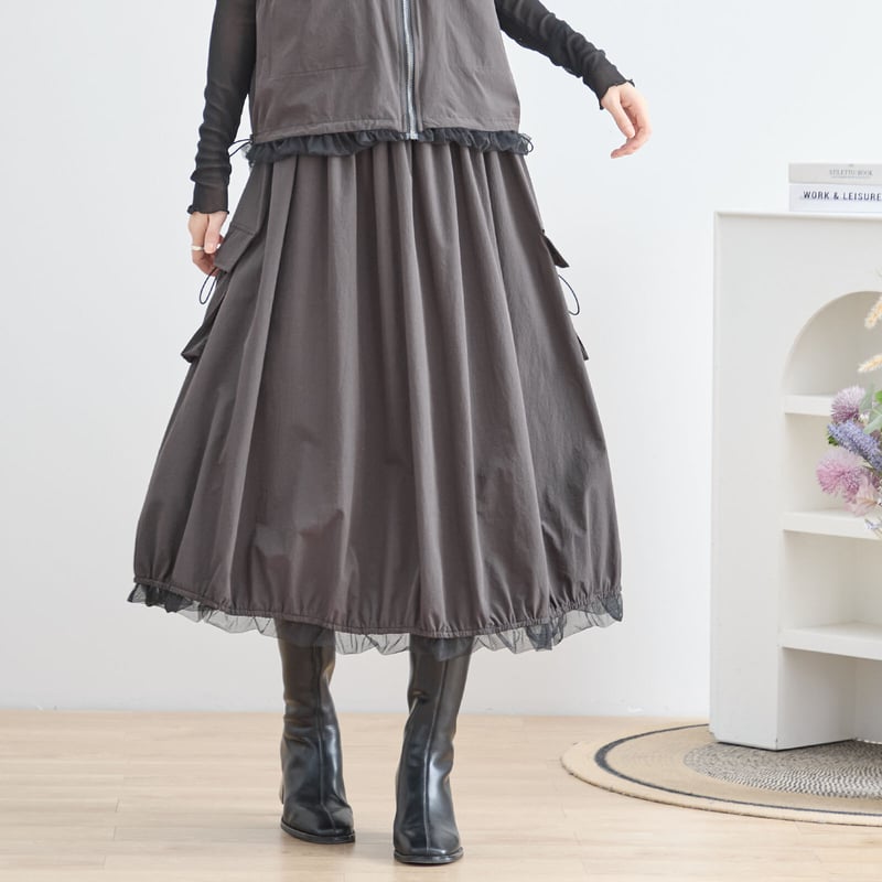 M〜L】リバーシブルチュールレイヤードスカート(N43-026) | prologueike