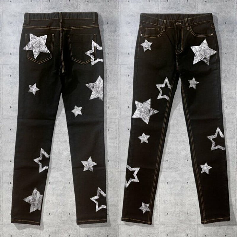 RED PEPPER レッドペッパー】シルバースタープリント ブラックスキニー  