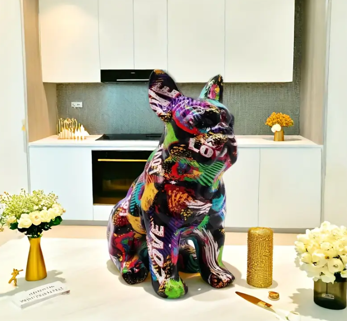 フレンチブルドッグ カラフルオブジェ カラフルなグラフィティ犬