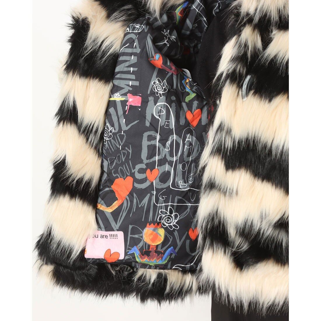 Desigual フード付き エコファー ジャケット デシグアル Desigual エコファー カモジャケット （グリーン