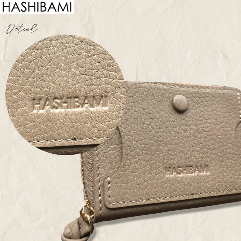 HASHIBAMI ハシバミ リアルレザー三つ折財布 ゴールド&amp;天然石 未使用 Hashibami（ハシバミ） 財布 本革 皮製品 ウォレット レディース 3