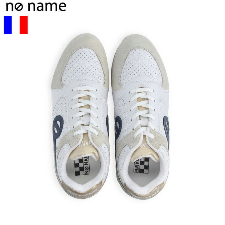 no name ノーネーム】厚底パンチング レザー スエード ホワイト