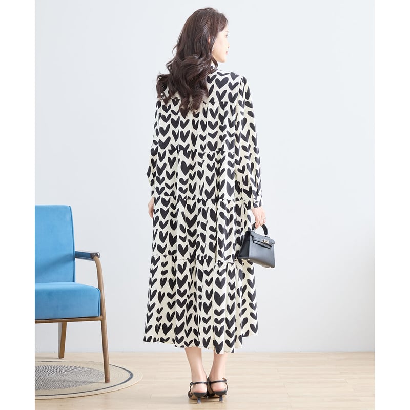 ハートパターンティアードロングワンピース(C08-290) | prologueikebuku