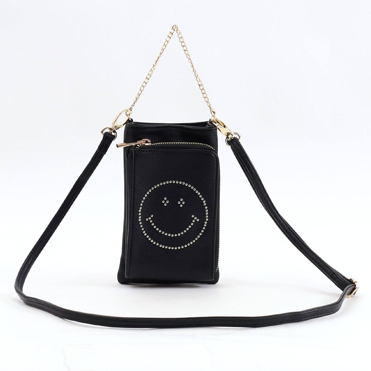 人気商品【COOCO クーコ】SMILEY／スタッズ フェイクレザー スマホ 