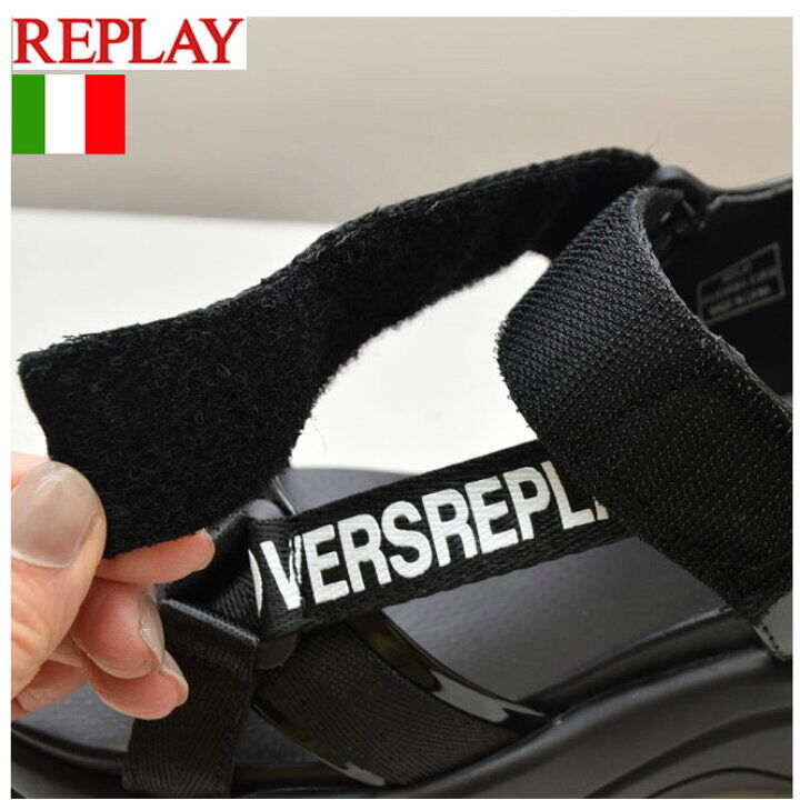 未使用✨REPLAY ブラック スポーツサンダル38 replay リプレイ】ロゴベルトスポーティサンダル【送料無料