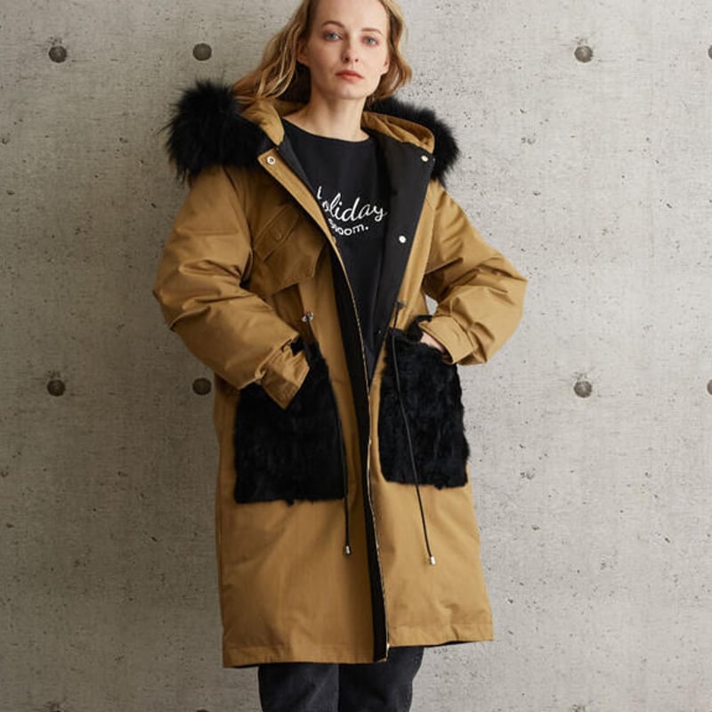 新品✨　SPOOM フォックスファー付モッズダウンコート DAIZ M モフモフ 新品✨ SPOOM フォックスファー付モッズダウンコート DAIZ M
