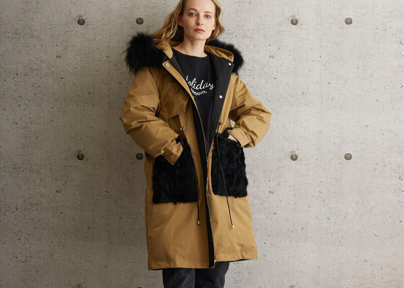 Spoomキラキララメリアルファーダウンコート SP223028