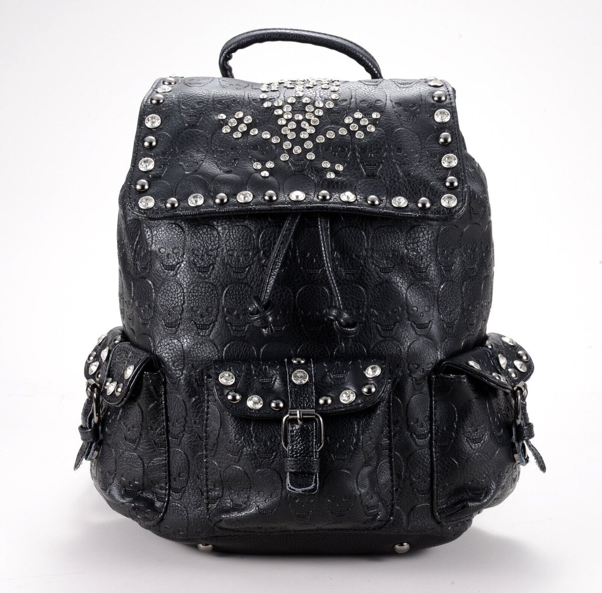 BLACK JACKALL CROWN】PUレザー エンボススカルデコレーション