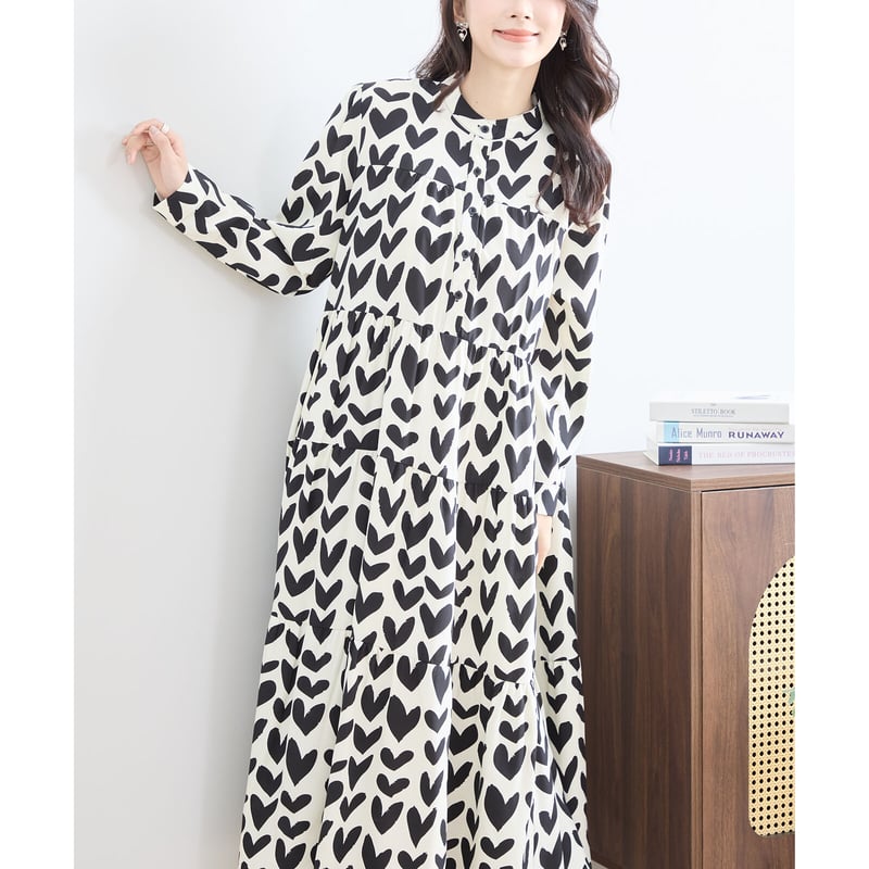ハートパターンティアードロングワンピース(C08-290) | prologueikebuku