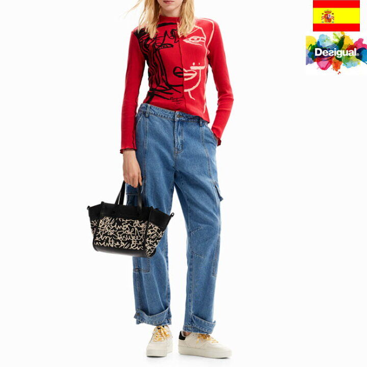 Desigual デシグアル】2WAY テキスト キャンバスミドルバッグ 23waxa31 ...