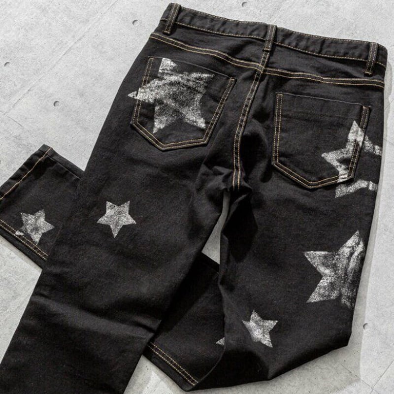 RED PEPPER レッドペッパー】シルバースタープリント ブラックスキニー  