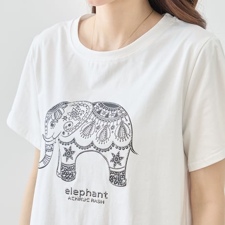 【M〜L】ラインストーンデザインTシャツ　N12-1130