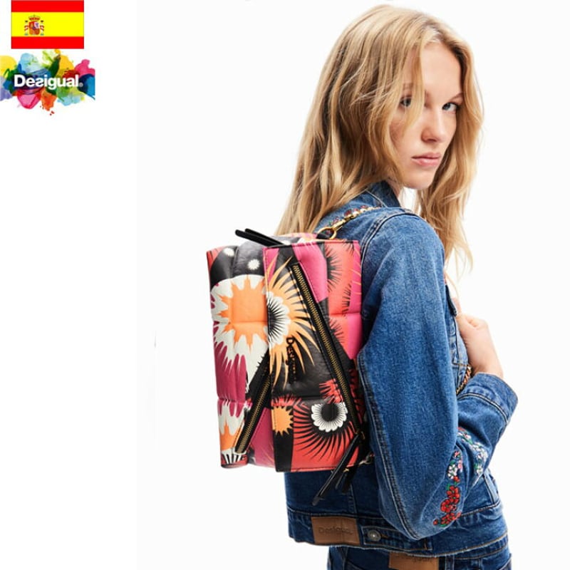 Desigual デシグアル】幾何学模様パッチワーク ミドルクロスボディ