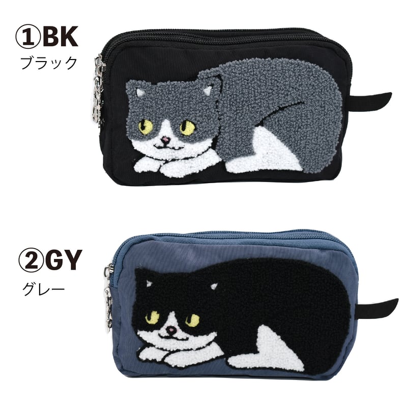 可愛くて機能的なポーチ ポーチ おしゃれ ネコ 猫 ふわふわ生地 bbz