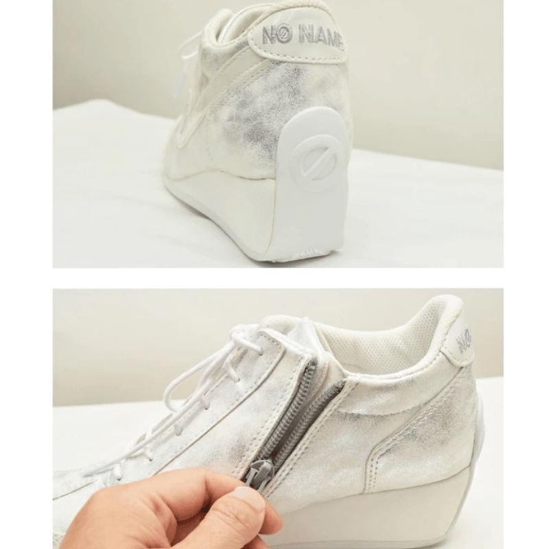 【美品】NO NAME YOKOノーネーム 厚底ウェッジソールスニーカーブラウン no name ノーネーム】ビンテージメタリックレザー ウェッジ