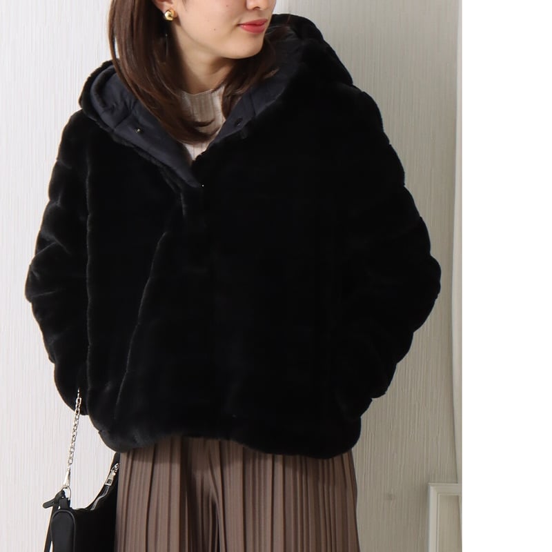 MARBLE WALTZ ボーダーファー＋キルトリバーシブルショートコート